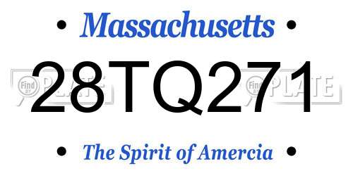 28TQ271 Massachusetts License Plate