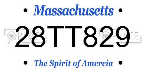 28TT829 Massachusetts License Plate