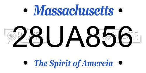 28UA856 Massachusetts License Plate