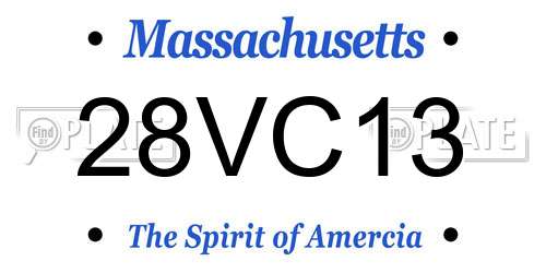 28VC13 Massachusetts License Plate