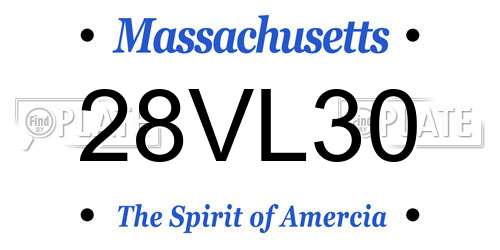 28VL30 Massachusetts License Plate