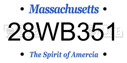 28WB351 Massachusetts License Plate