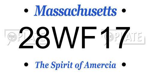 28WF17 Massachusetts License Plate
