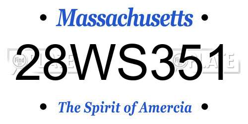 28WS351 Massachusetts License Plate