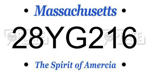 28YG216 Massachusetts License Plate