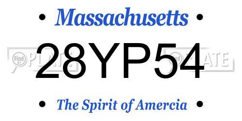 28YP54 Massachusetts License Plate