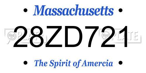 28ZD721 Massachusetts License Plate