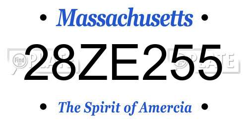 28ZE255 Massachusetts License Plate