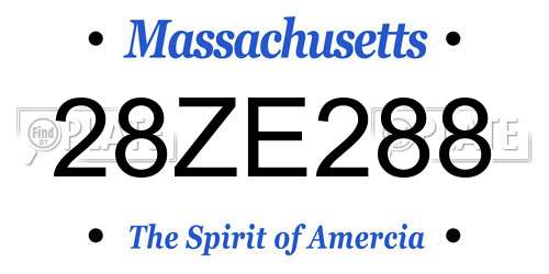 28ZE288 Massachusetts License Plate
