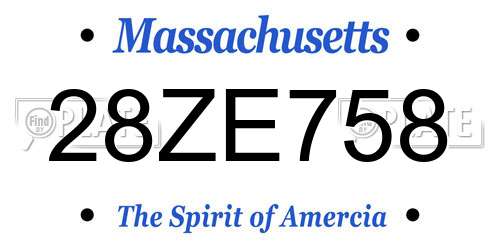 28ZE758 Massachusetts License Plate