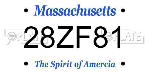 28ZF81 Massachusetts License Plate
