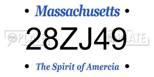 28ZJ49 Massachusetts License Plate