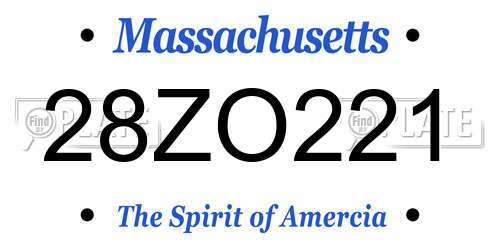 28ZO221 Massachusetts License Plate