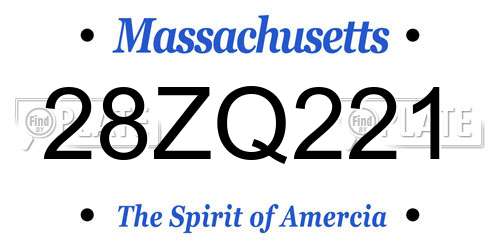 28ZQ221 Massachusetts License Plate