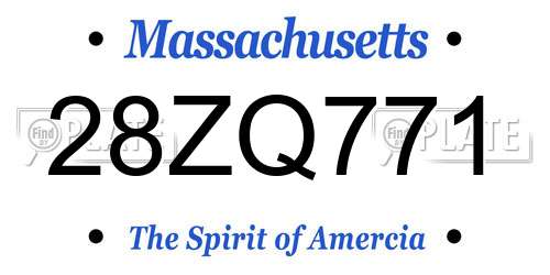 28ZQ771 Massachusetts License Plate