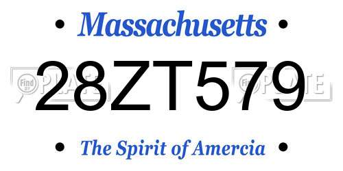 28ZT579 Massachusetts License Plate