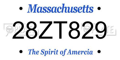 28ZT829 Massachusetts License Plate