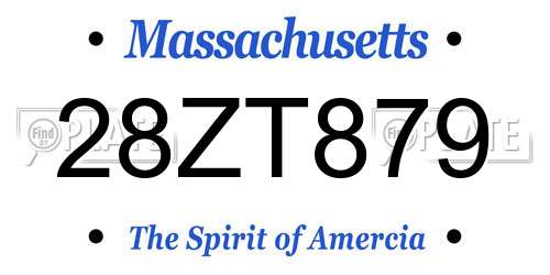 28ZT879 Massachusetts License Plate
