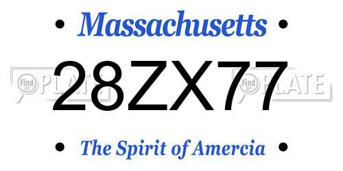28ZX77 Massachusetts License Plate