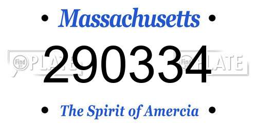 290334 Massachusetts License Plate