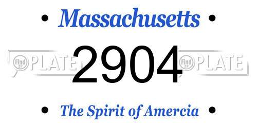 2904 Massachusetts License Plate