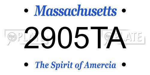 2905TA Massachusetts License Plate