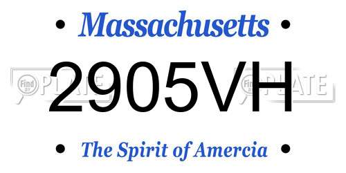 2905VH Massachusetts License Plate