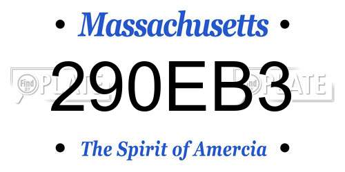 290EB3 Massachusetts License Plate