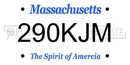 290KJM Massachusetts License Plate