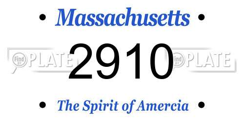2910 Massachusetts License Plate