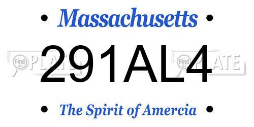 291AL4 Massachusetts License Plate