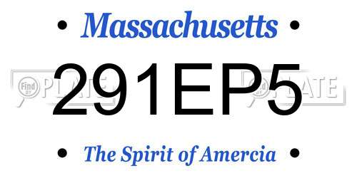 291EP5 Massachusetts License Plate