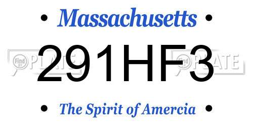291HF3 Massachusetts License Plate