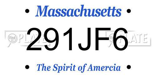 291JF6 Massachusetts License Plate