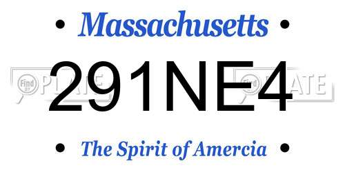 291NE4 Massachusetts License Plate