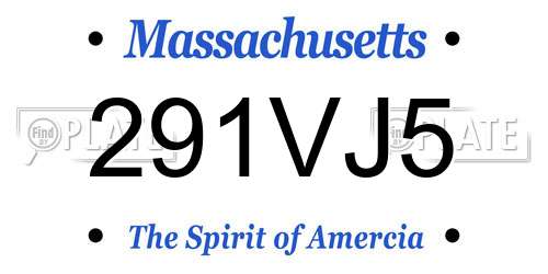 291VJ5 Massachusetts License Plate