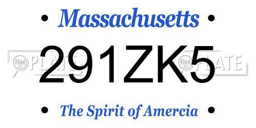 291ZK5 Massachusetts License Plate
