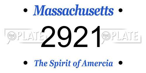 2921 Massachusetts License Plate