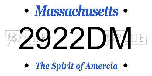 2922DM Massachusetts License Plate