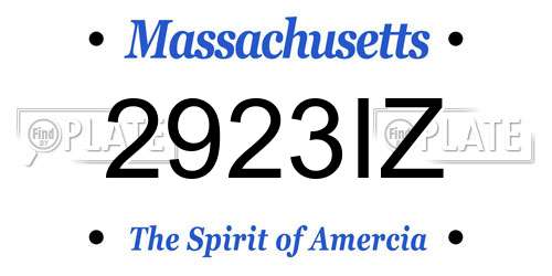 2923IZ Massachusetts License Plate