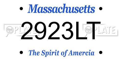 2923LT Massachusetts License Plate