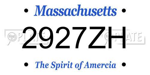 2927ZH Massachusetts License Plate