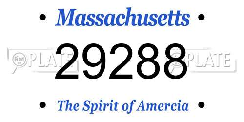 29288 Massachusetts License Plate