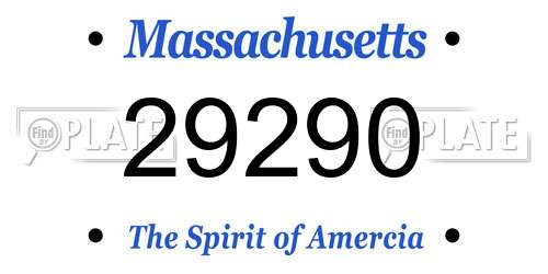 29290 Massachusetts License Plate