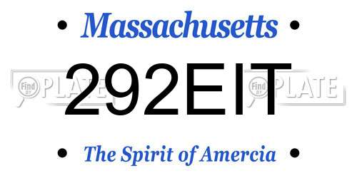 292EIT Massachusetts License Plate