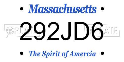 292JD6 Massachusetts License Plate