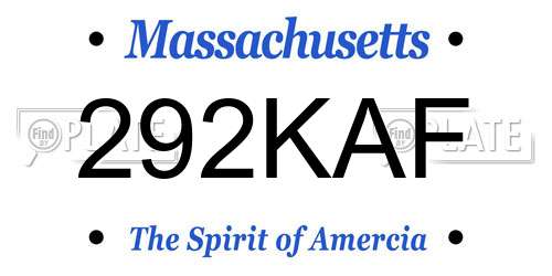 292KAF Massachusetts License Plate