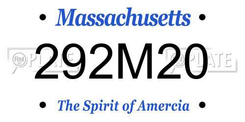 292M20 Massachusetts License Plate