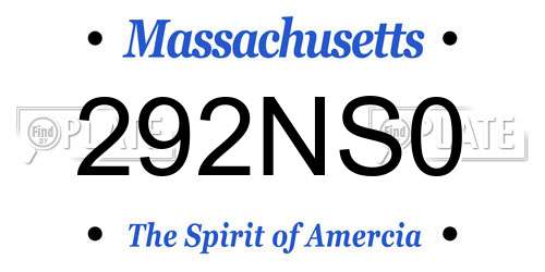 292NS0 Massachusetts License Plate