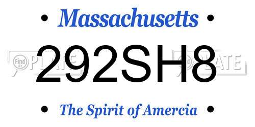 292SH8 Massachusetts License Plate